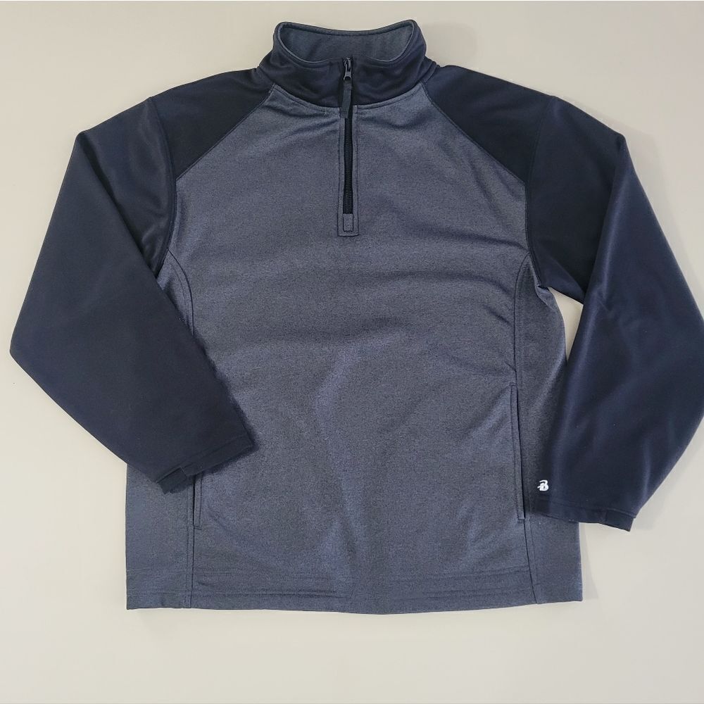 Badger Men's Athletic Black and Gray Qtr-Zip Long Sleeve Pullover